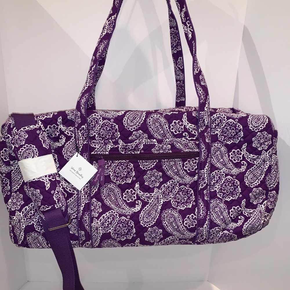 Vera Bradley Large Travel Duffel Purple White Bandana Paisley